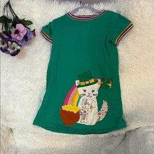 Green Cat Graphic T-Shirt dress